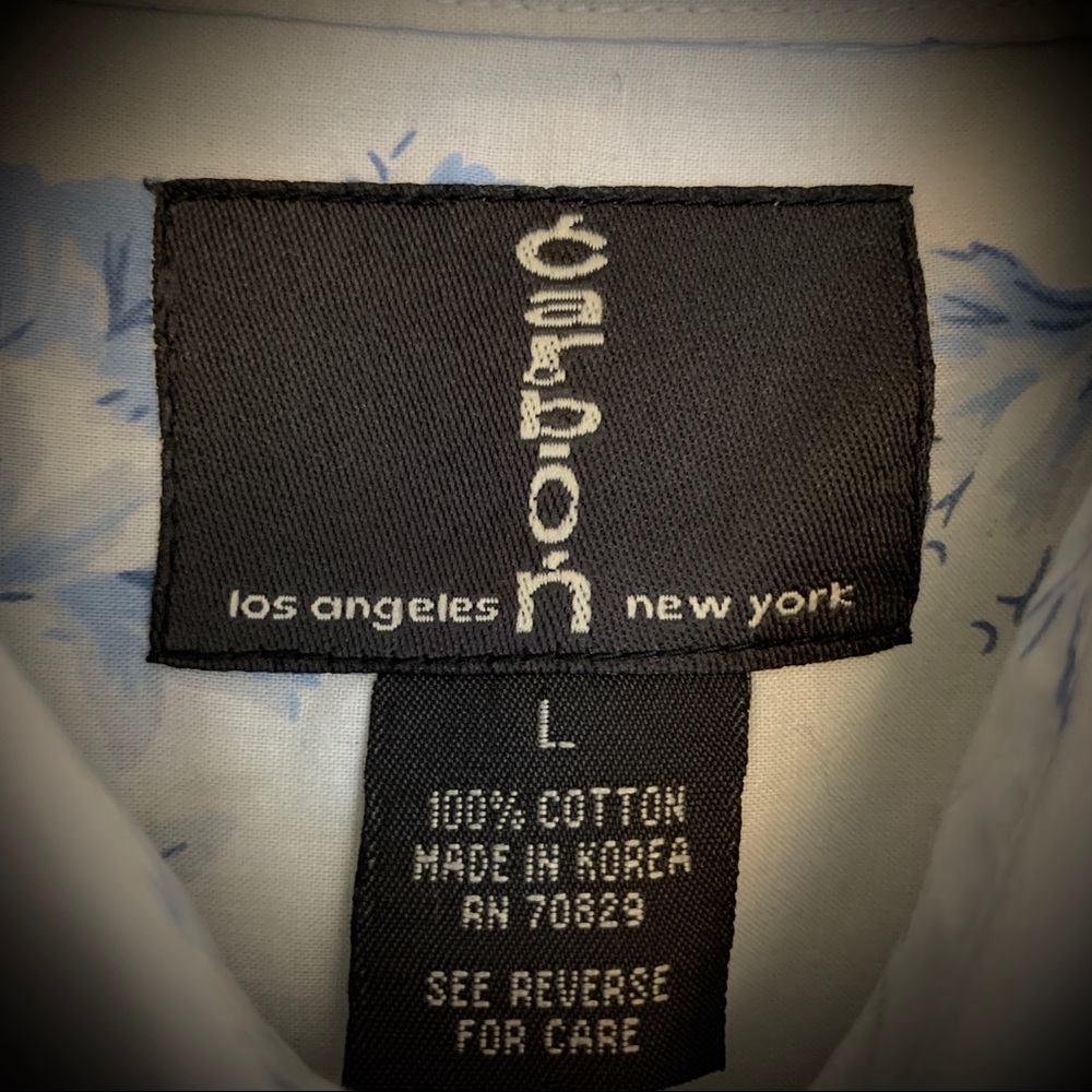 Fancy Embroidered Button Down Collared Shirt Sz L - image 3